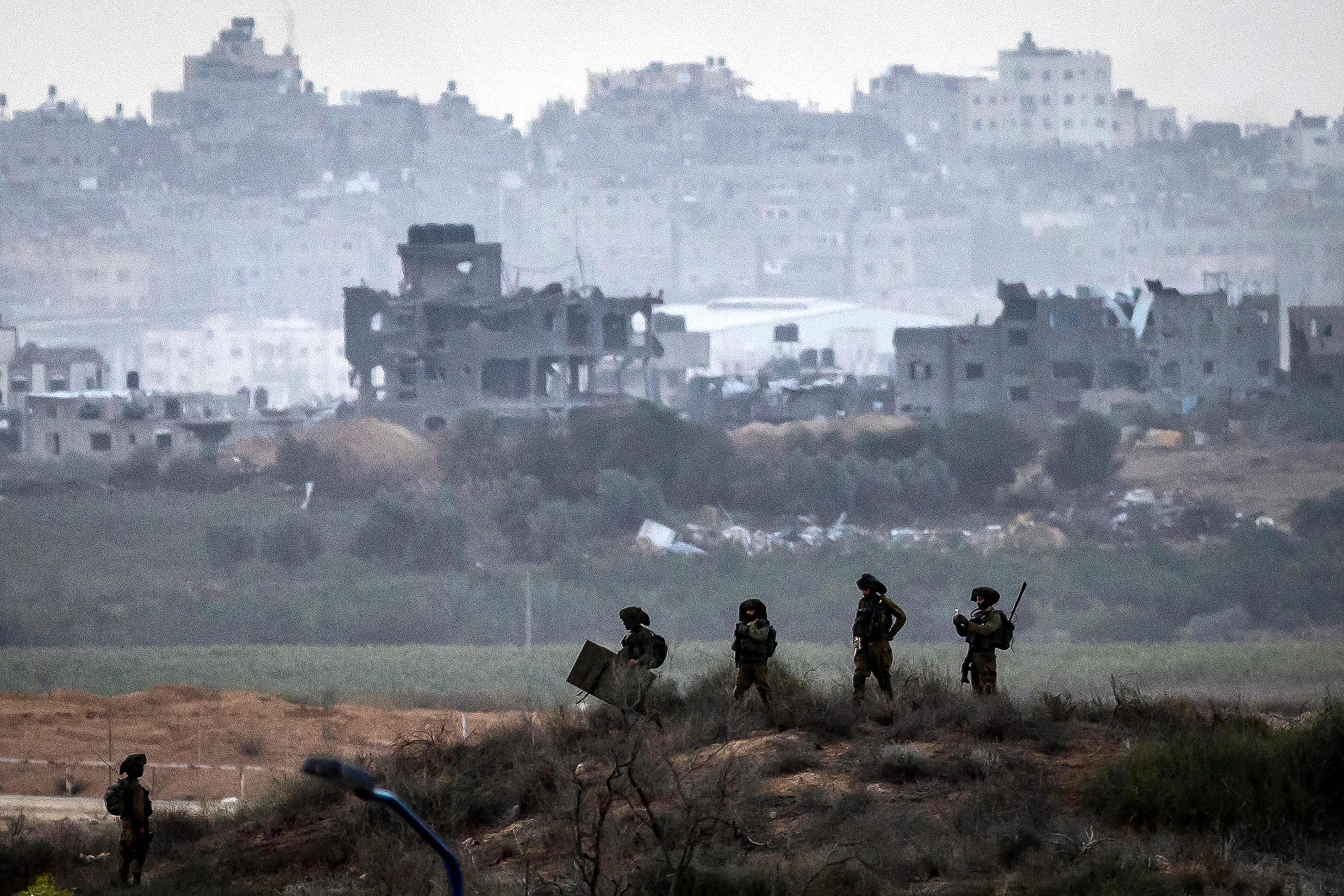 Israeli soldiers pictured amid ongoing battles with Hamas