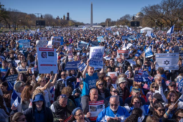 <p>Tens of thousands took part in the March for Israel in Washington DC on Tuesday </p>