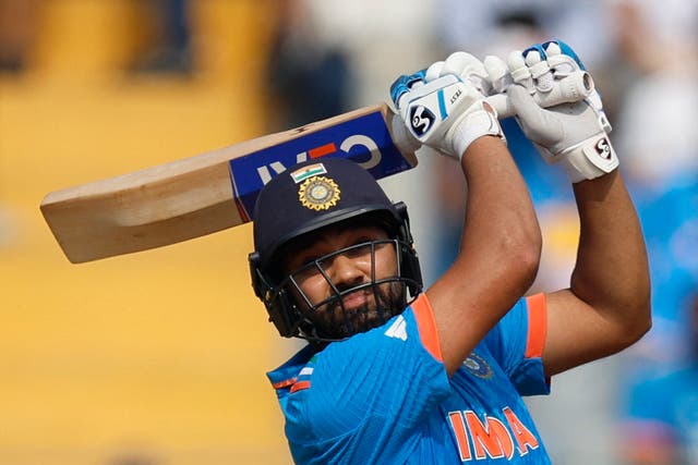 <p>India's Rohit Sharma in action during the India vs New Zealand semi-final match</p>