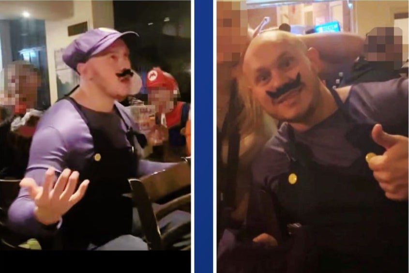 Police want to speak to the bald man who was dressed as the Super Mario villain