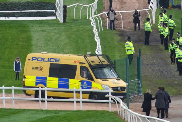 Ten people have been charged after protesters attempted to block roads around Aintree Racecourse on the day of the Grand National (Peter Byrne/PA)