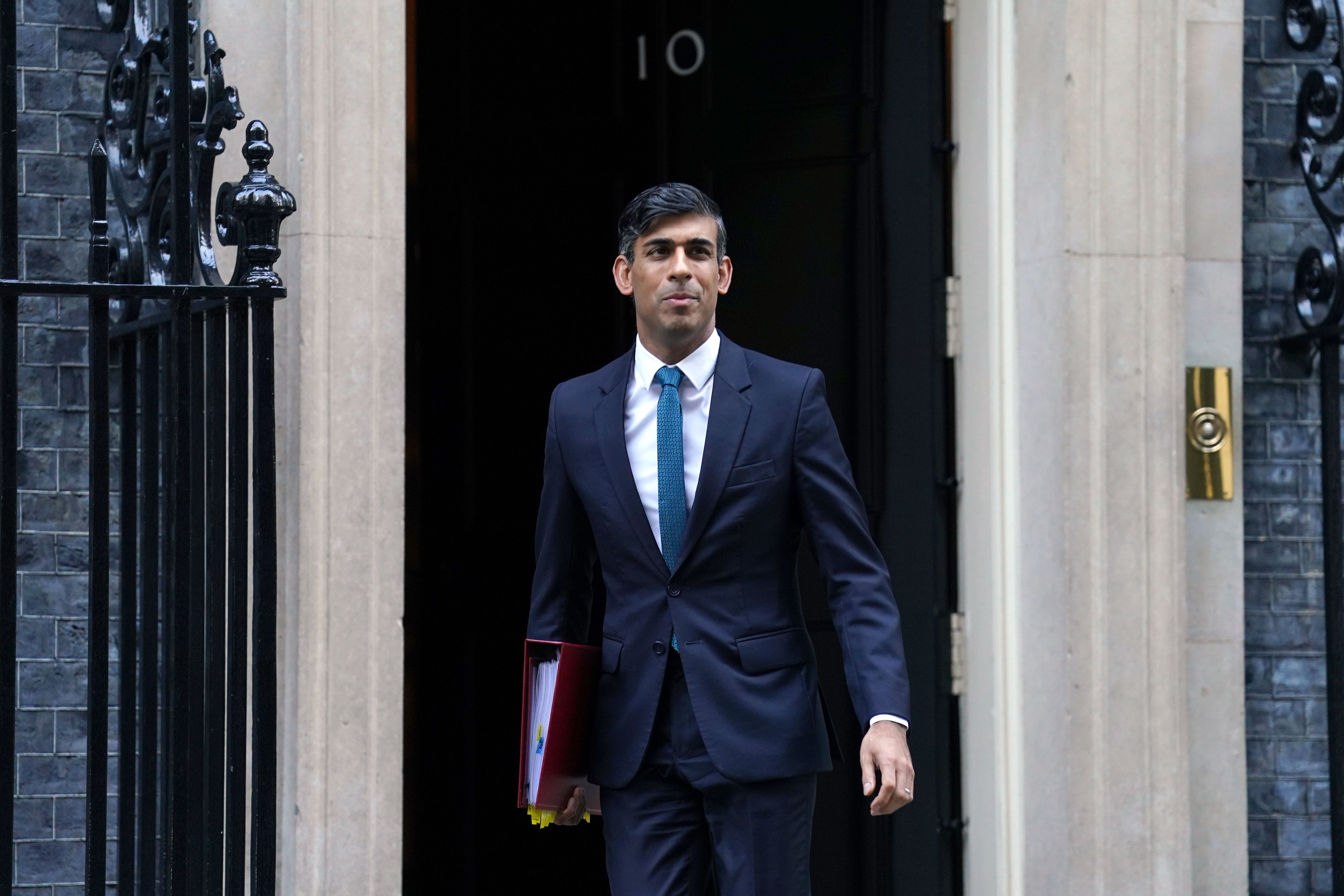 Prime Minister Rishi Sunak leaves 10 Downing Street to attend Prime Minister’s Questions (Stefan Rousseau/PA)