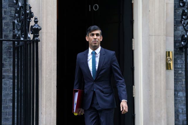 Prime Minister Rishi Sunak leaves 10 Downing Street to attend Prime Minister’s Questions (Stefan Rousseau/PA)
