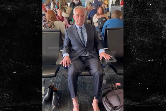 <p>RFK shares an apology video with TMZ with his barefeet making another appearance</p>