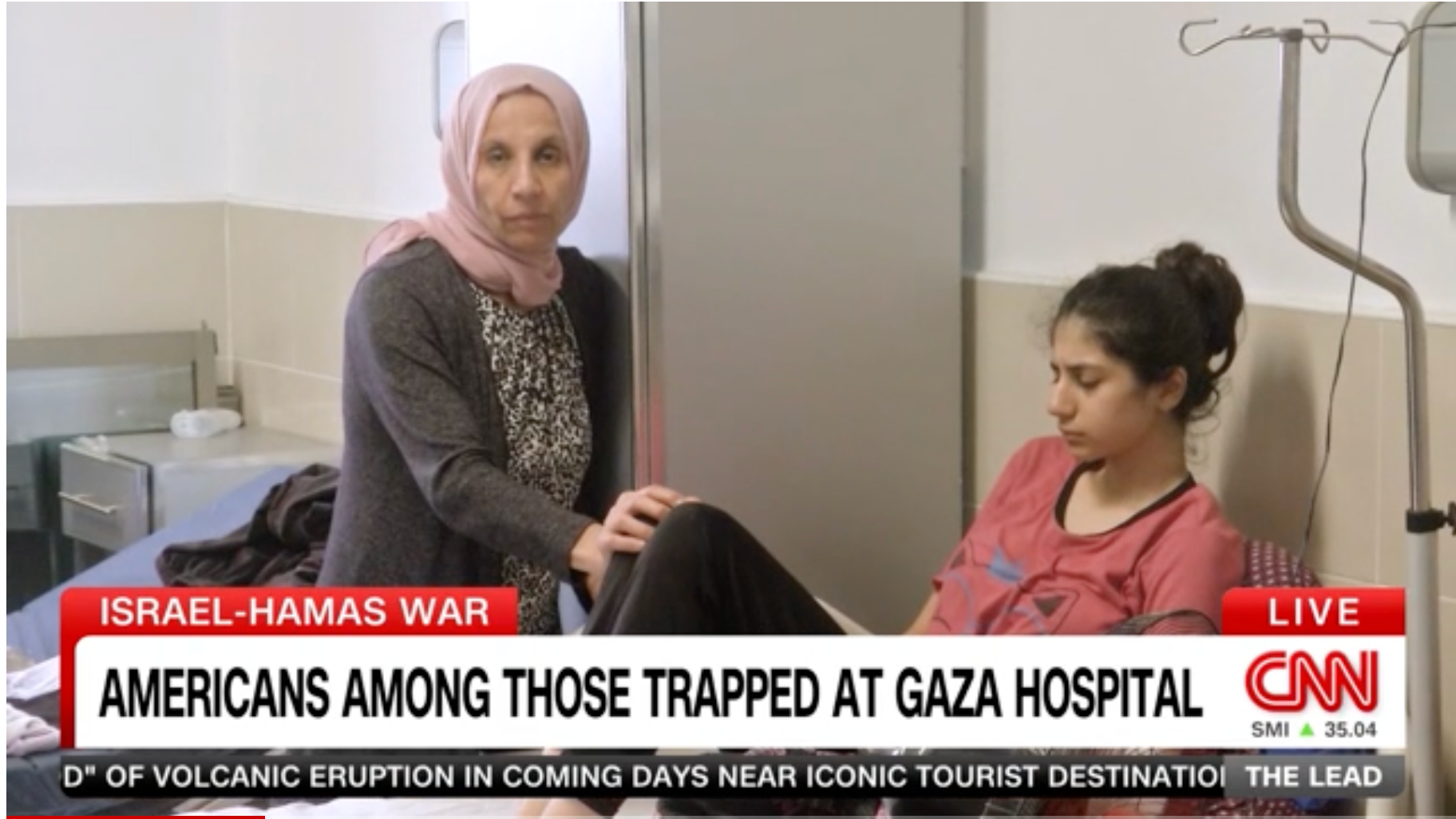 Farah in hospital during a CNN interview