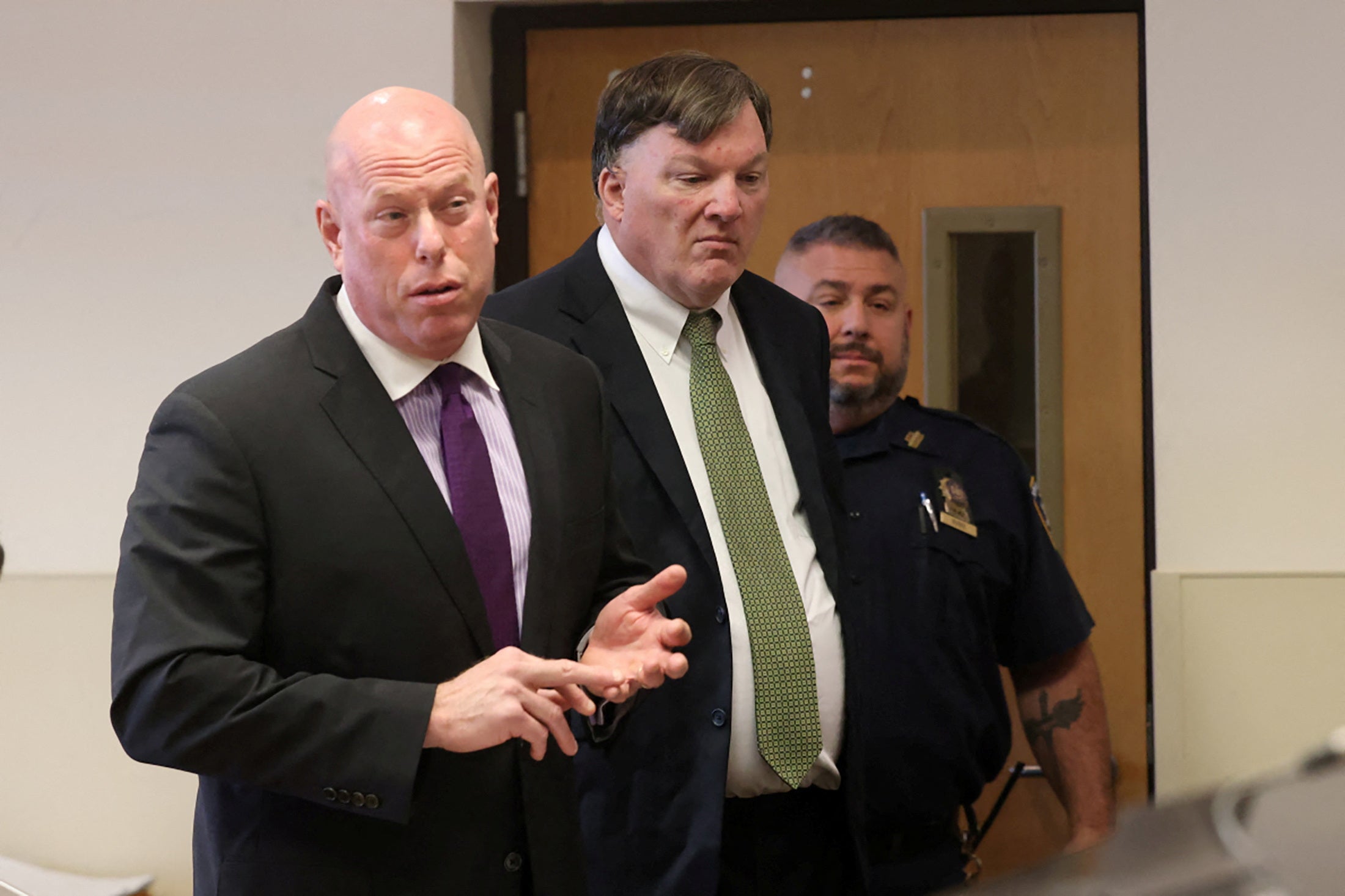 Accused Long Island serial killer Rex Heuermann appears during a conference in Suffolk County Superior Court