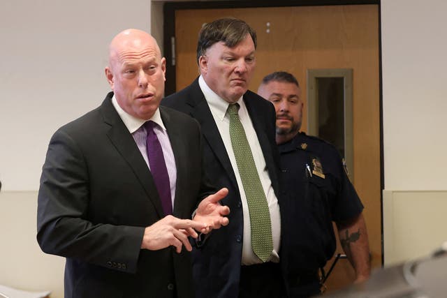 <p>Accused Long Island serial killer Rex A. Heuermann appears during a conference in Suffolk County Superior Court</p>