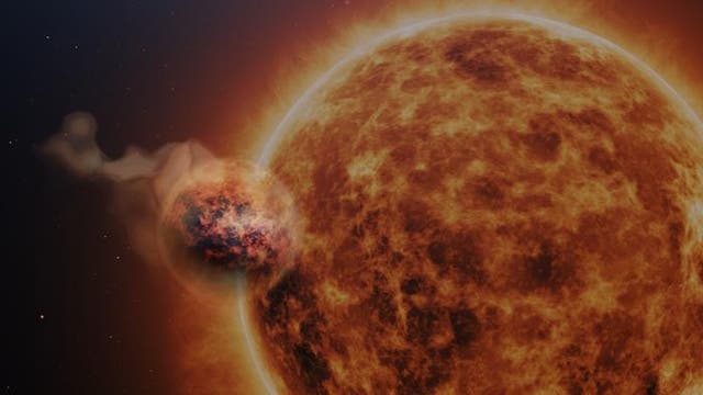 <p>Artist impression of WASP-107b and its parent star</p>