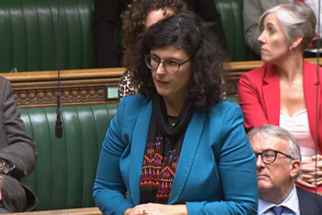 Liberal Democrat MP Layla Moran told the Commons that one of her family members in Gaza had died (UK Parliament/PA)