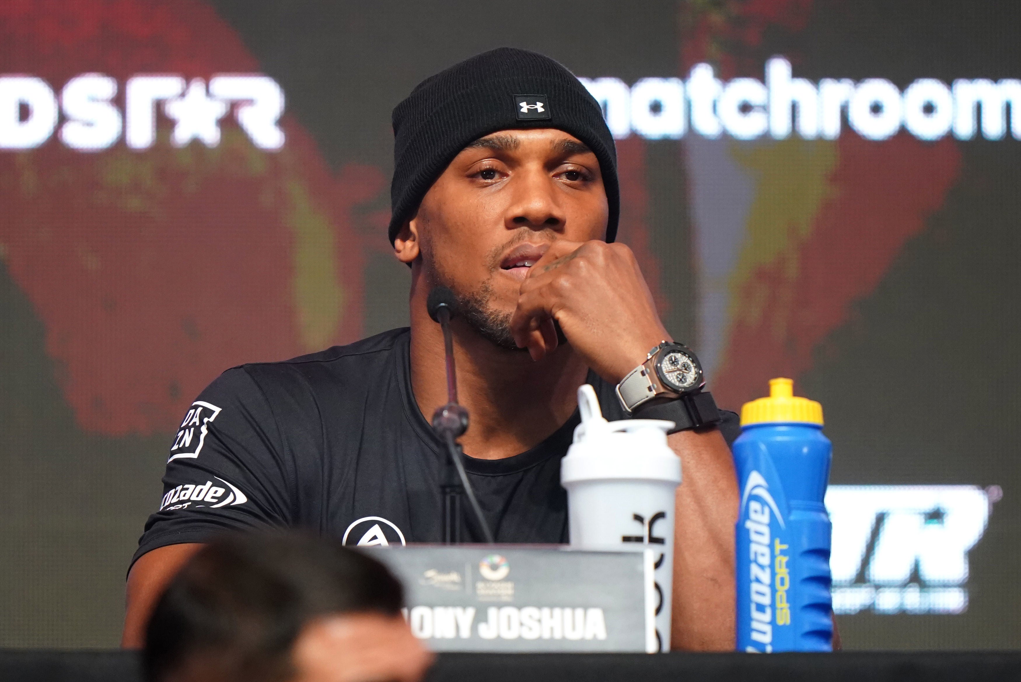 Joshua hit out at Jarrell Miller and host Dev Sahni while on stage