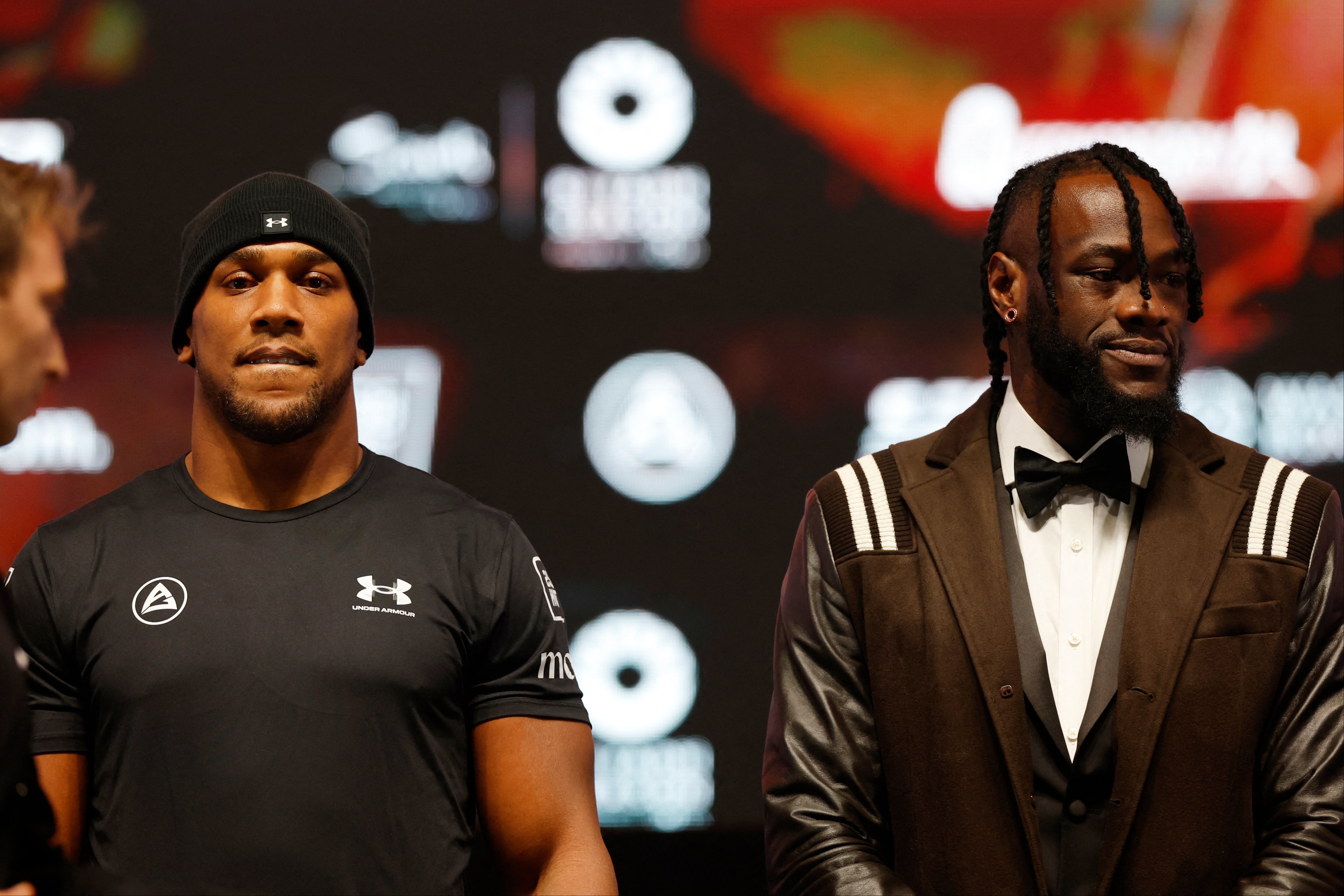 Anthony Joshua (left) and Deontay Wilder ahead of their shared fight card in December 2023