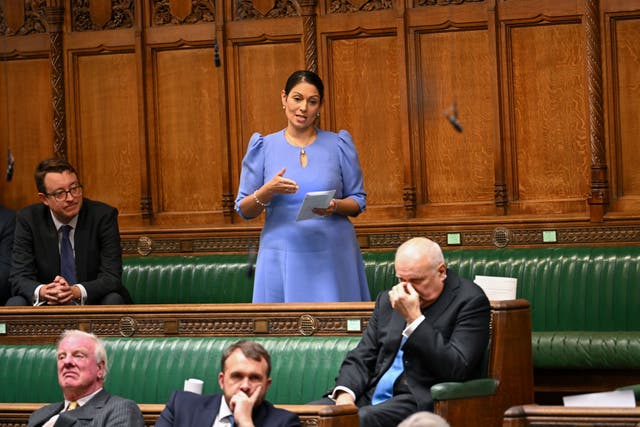 Former home secretary Priti Patel speaking after Home Secretary James Cleverly made a statement in the House of Commons in London about the Rwanda asylum policy on Wednesday (UK Parliament/Maria Unger/PA)