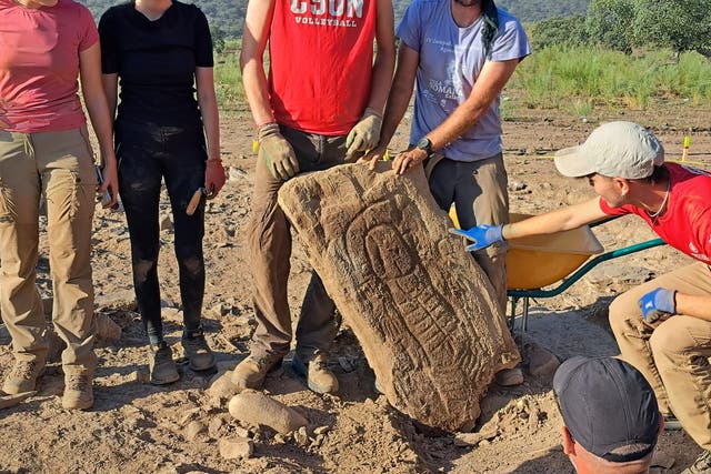 <p>Ancient stela found in 3000-year-old funerary complex of Las Capellanías, Spain</p>