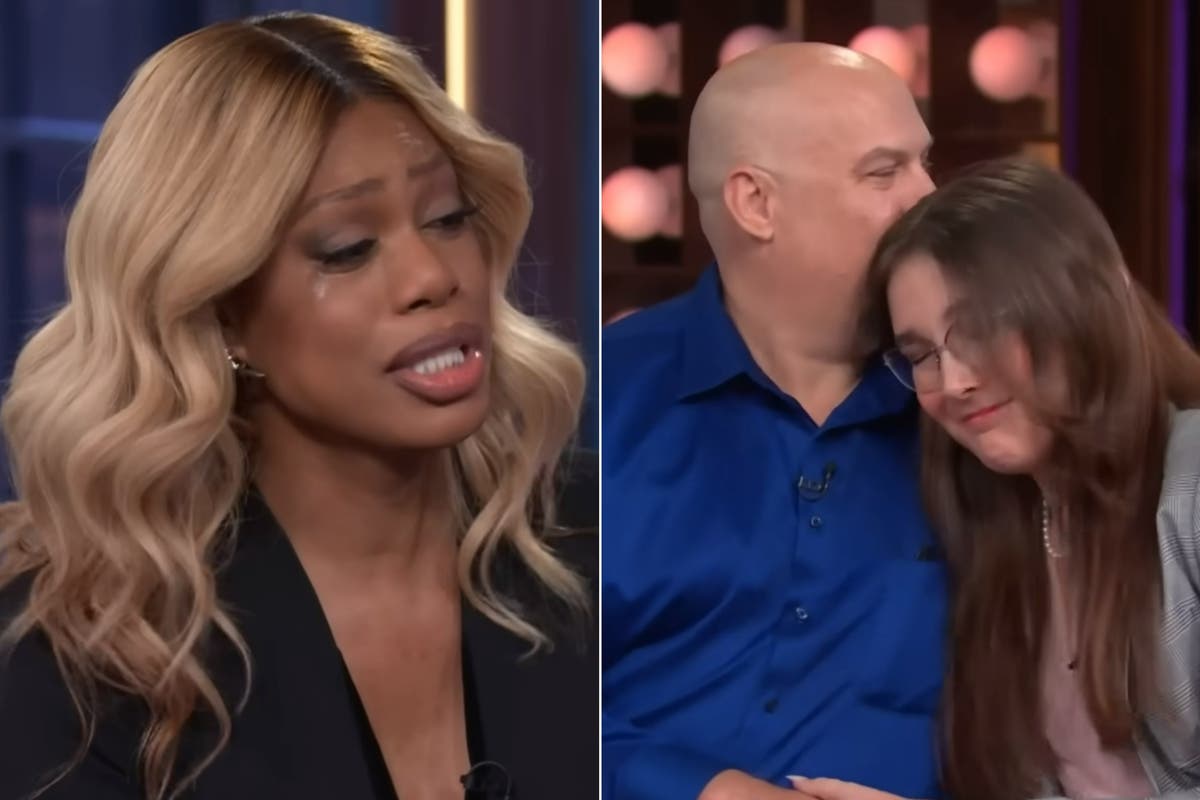 Laverne Cox in tears as she meets &lsquo;thriving&rsquo; trans teenager and supportive dad