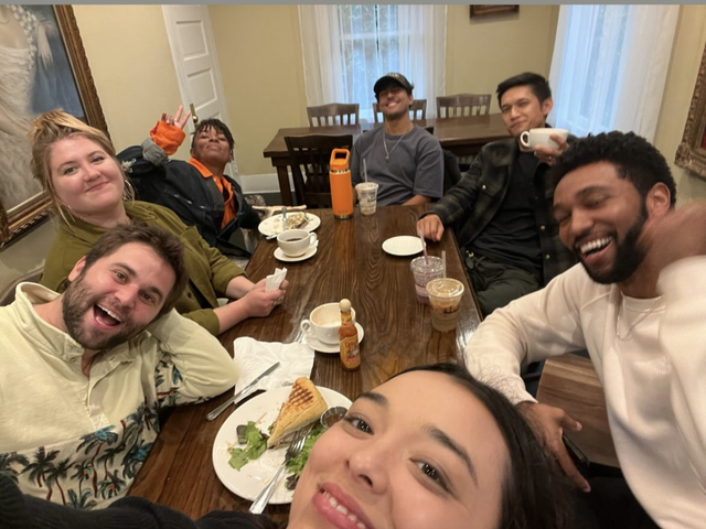 <p>Midori Francis shares a selfie with some of the cast members  </p>