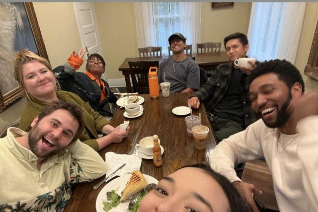<p>Midori Francis shares a selfie with some of the cast members  </p>