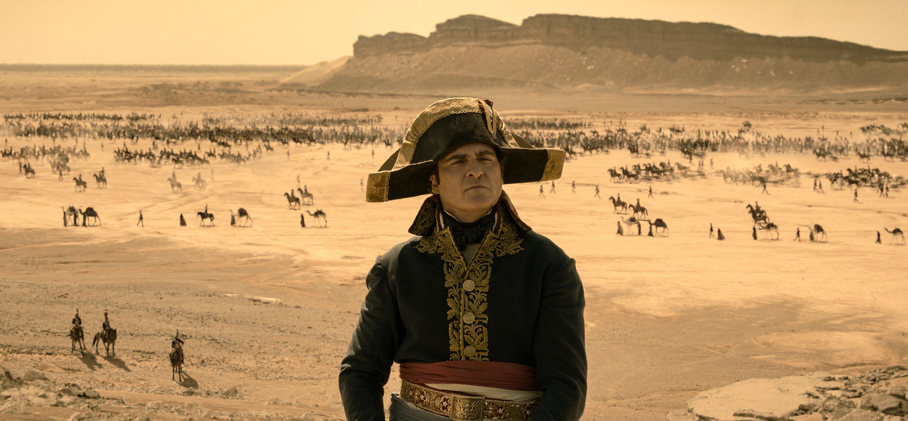 Desert storm: Joaquin Phoenix in a scene from Ridley Scott’s historical drama ‘Napoleon’, which will be released in UK cinemas on 22 November
