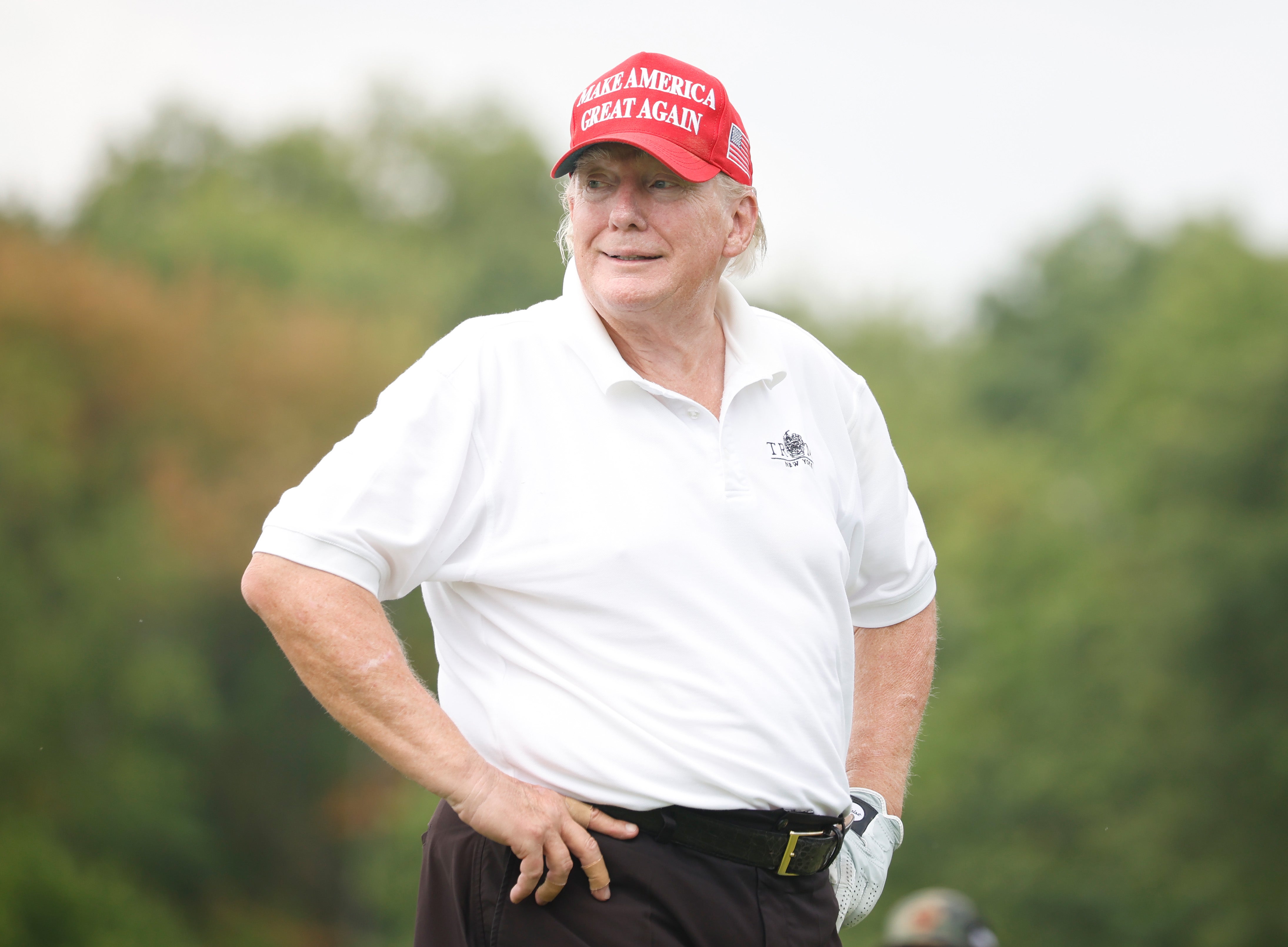 Trump striking a pose on the golf course