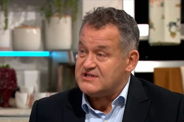 <p>Paul Burrell turns away as The Crown Diana death scene shown during live interview: ‘I can’t watch it’.</p>
