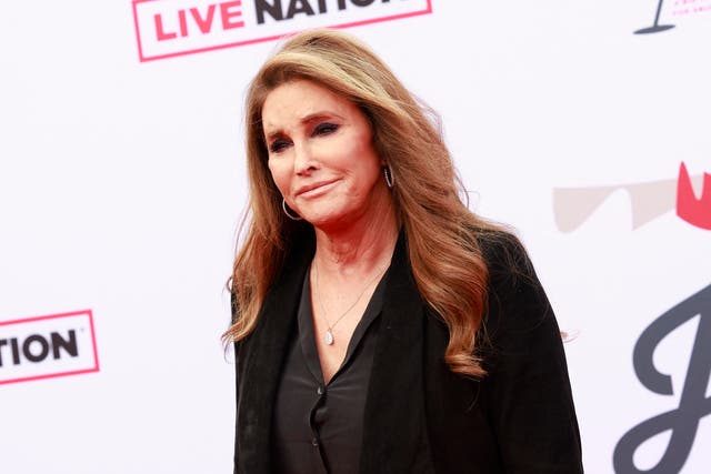 <p>Caitlyn Jenner  arrives for the Steven Tyler 4th Annual Grammy Awards Viewing Party, benefitting Janie's Fund, at Hollywood Palladium in Los Angeles, California, on April 3, 2022</p>