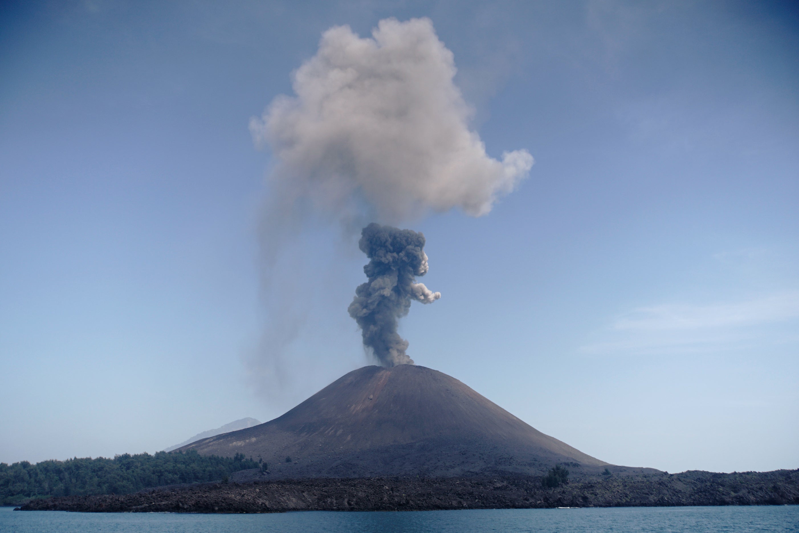Anak Krakatau island erupted on 22 December 2018 triggering a deadly tsunami