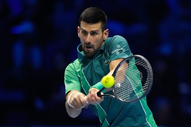 Novak Djokovic hits a backhand during his win over Hubert Hurkacz (Antonio Calanni/AP)