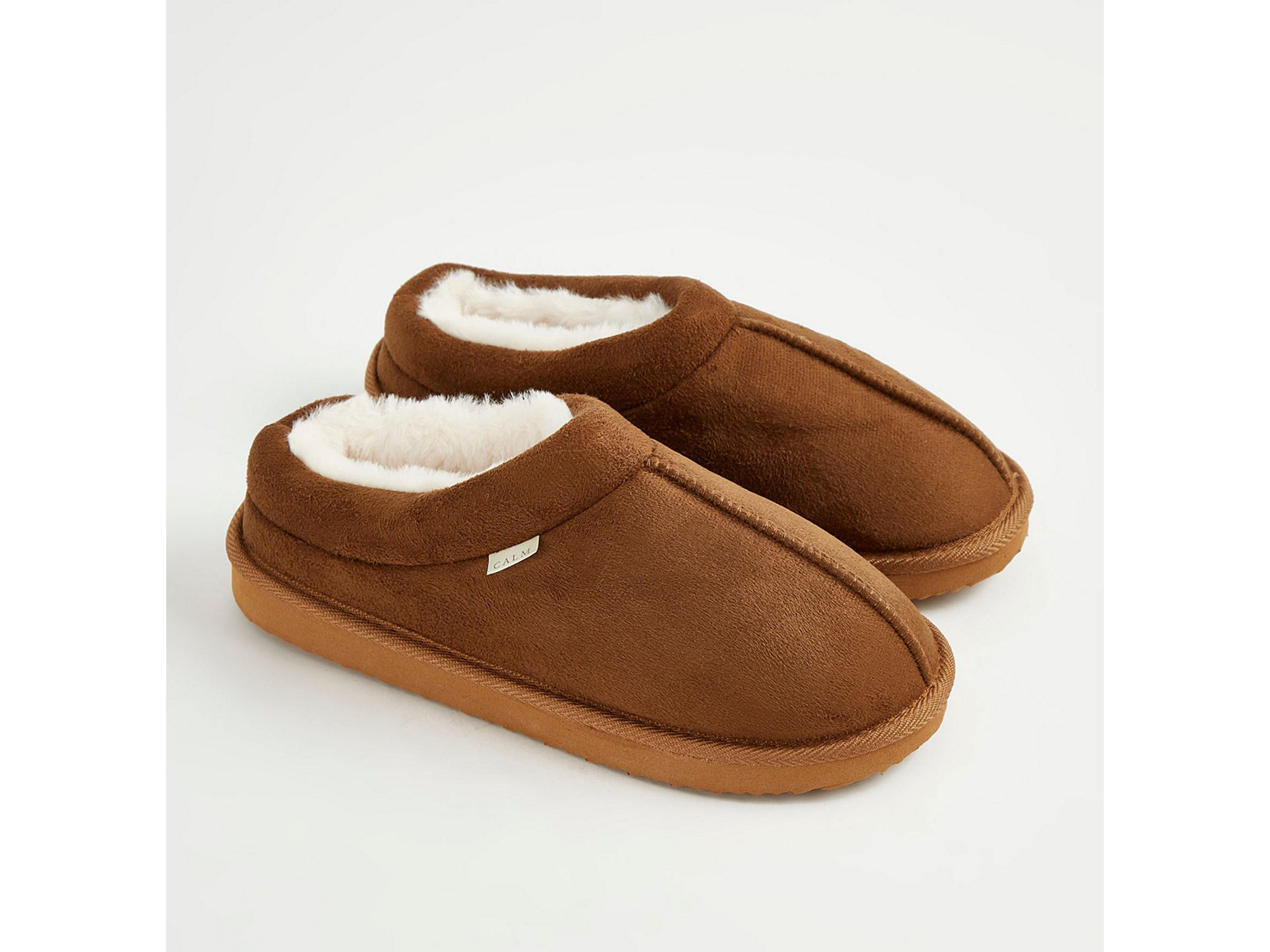 George at Asda tan faux fur lined suedette slippers