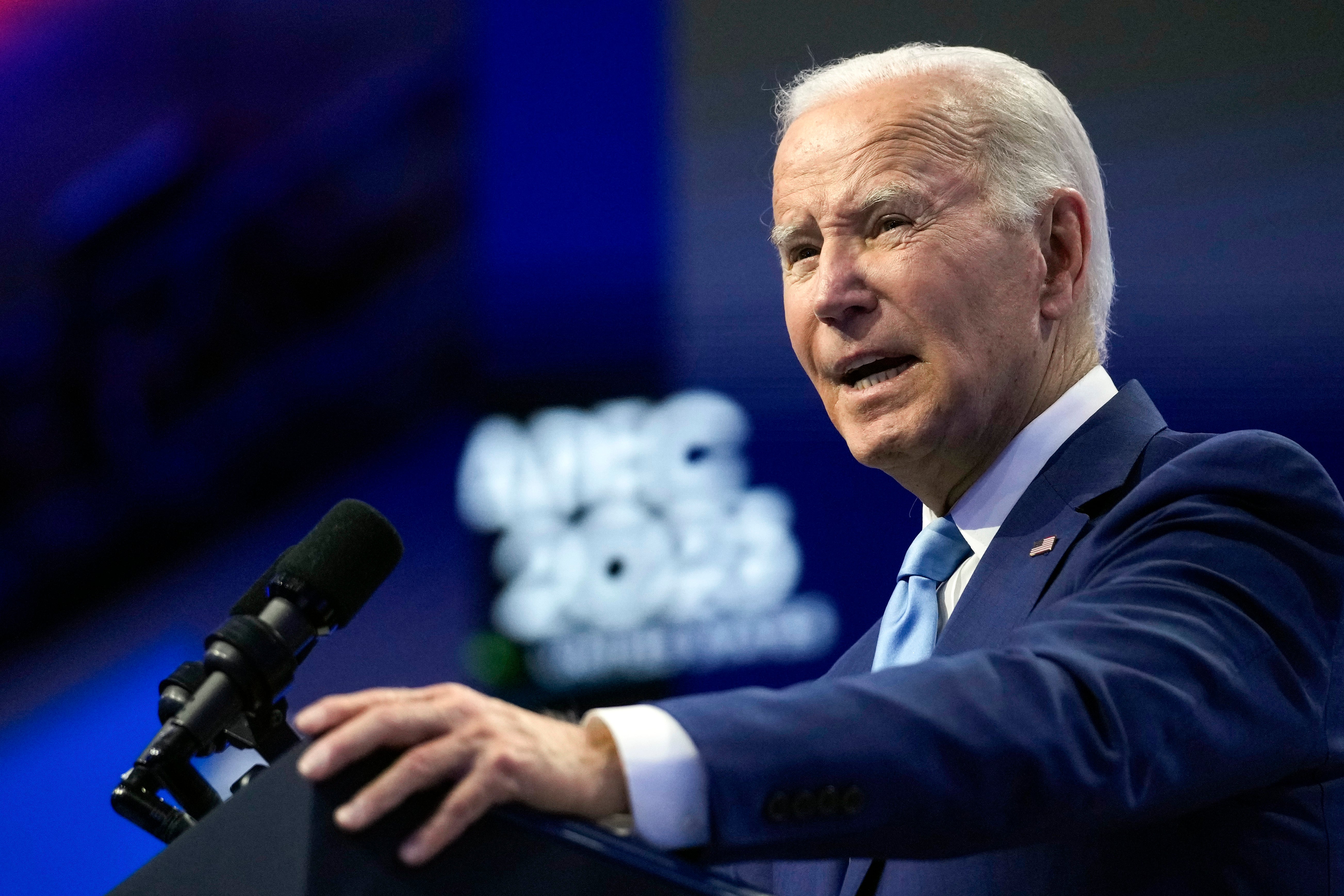 President Joe Biden speaks to a group of CEOs Thursday, Nov. 16, 2023, in San Francisco, at the annual Asia-Pacific Economic Cooperation conference
