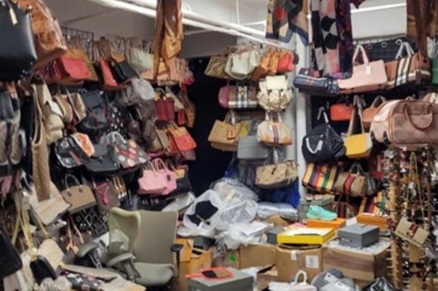 <p>This photo provided by the U.S. Attorney for the Southern District of New York shows counterfeit goods from a storage unit in New York</p>