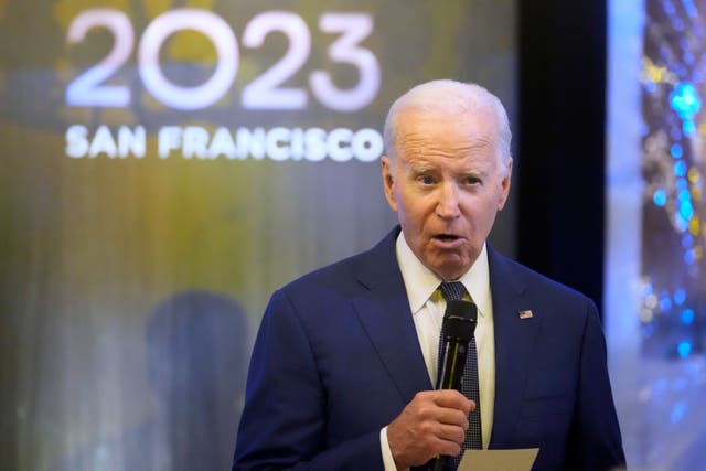 <p>President Joe Biden speaking at the APEC Summit event  </p>
