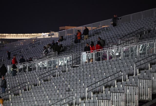 <p>The stands emptied in Las Vegas after huge delays </p>