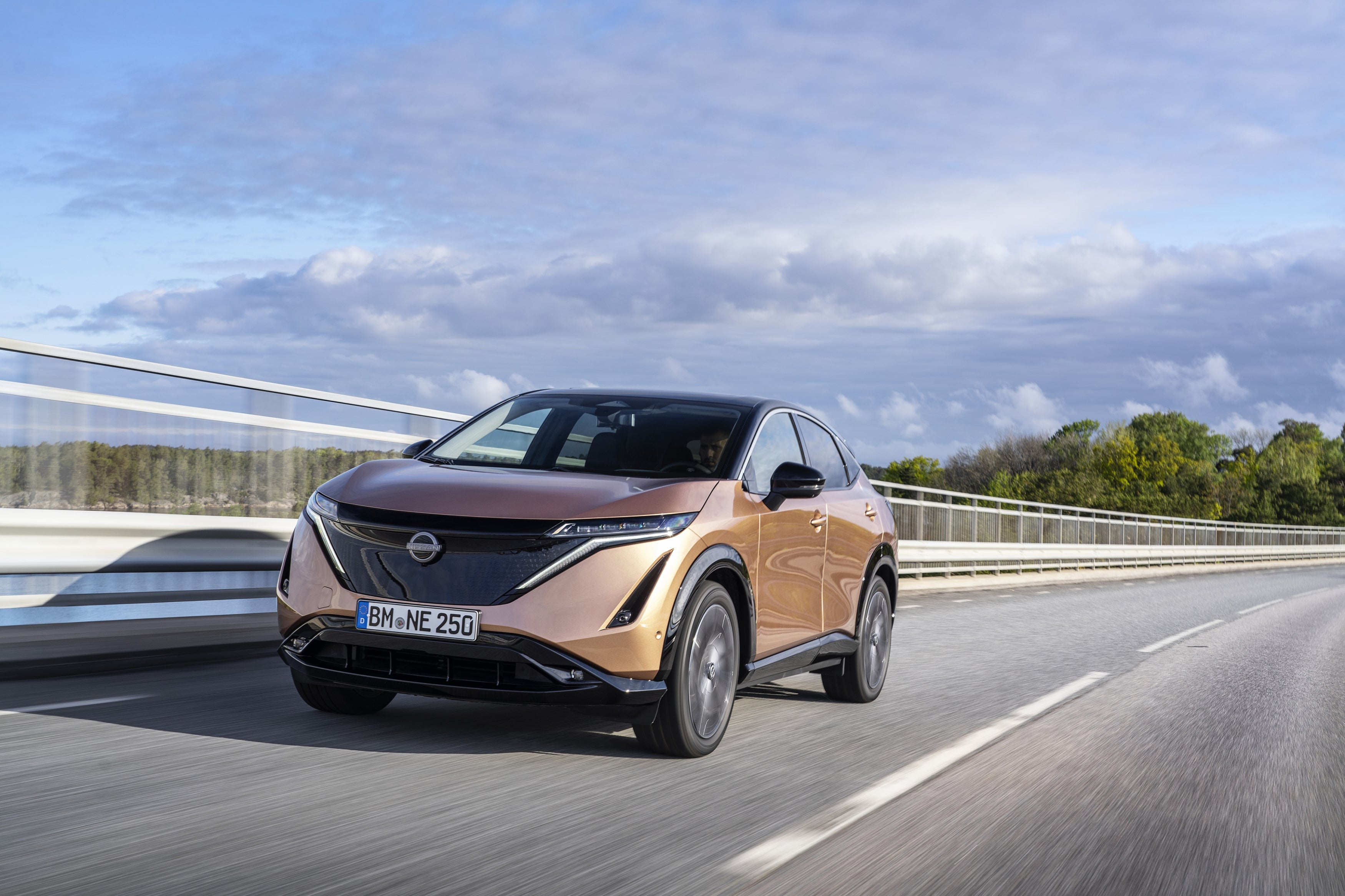 Every exterior surface of the new Nissan Ariya e-4ORCE has a sensual sort of curve to it, as if hand-carved