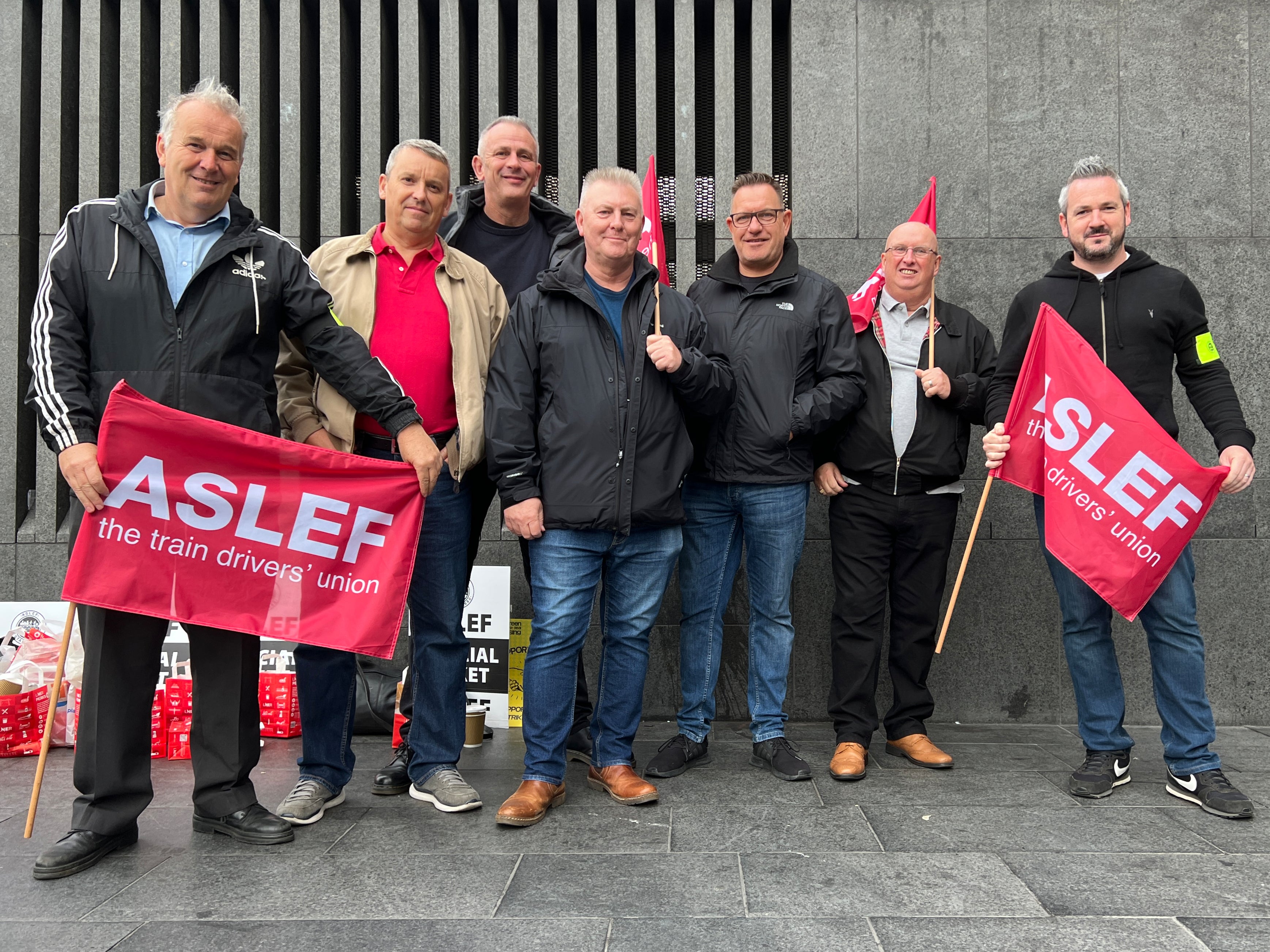 Striking pose: Train drivers belonging to the Aslef union outside London King’s Cross, hub for LNER services, on a previous day of industrial action