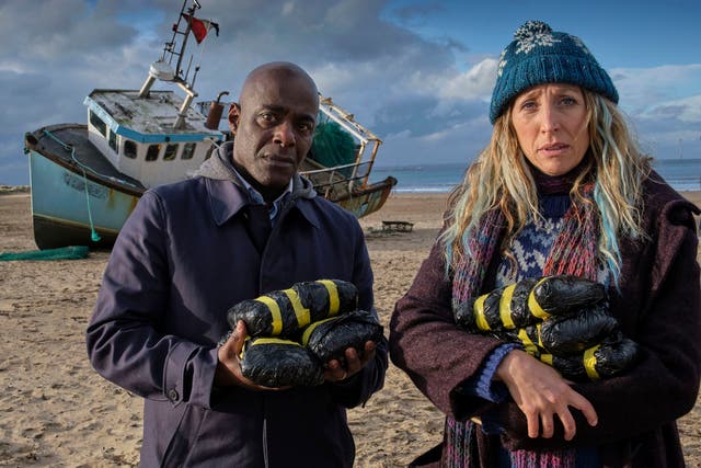 <p>Samuel (Paterson Joseph) and Janet (Daisy Haggard) discover a boat full of cocaine – and dead bodies – in ‘Boat Story’ </p>