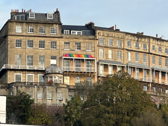 <p>The canopy on the Georgian homes in Bristol was painted in the rainbow colours in October 2022 - but will now be repained </p>