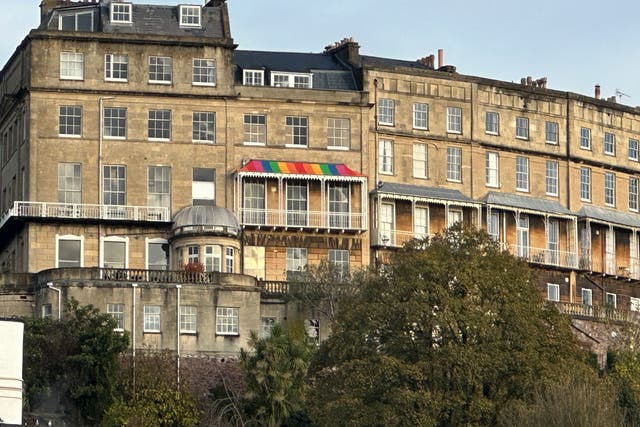 <p>The canopy on the Georgian home in Bristol was painted in the rainbow colours in October 2022</p>