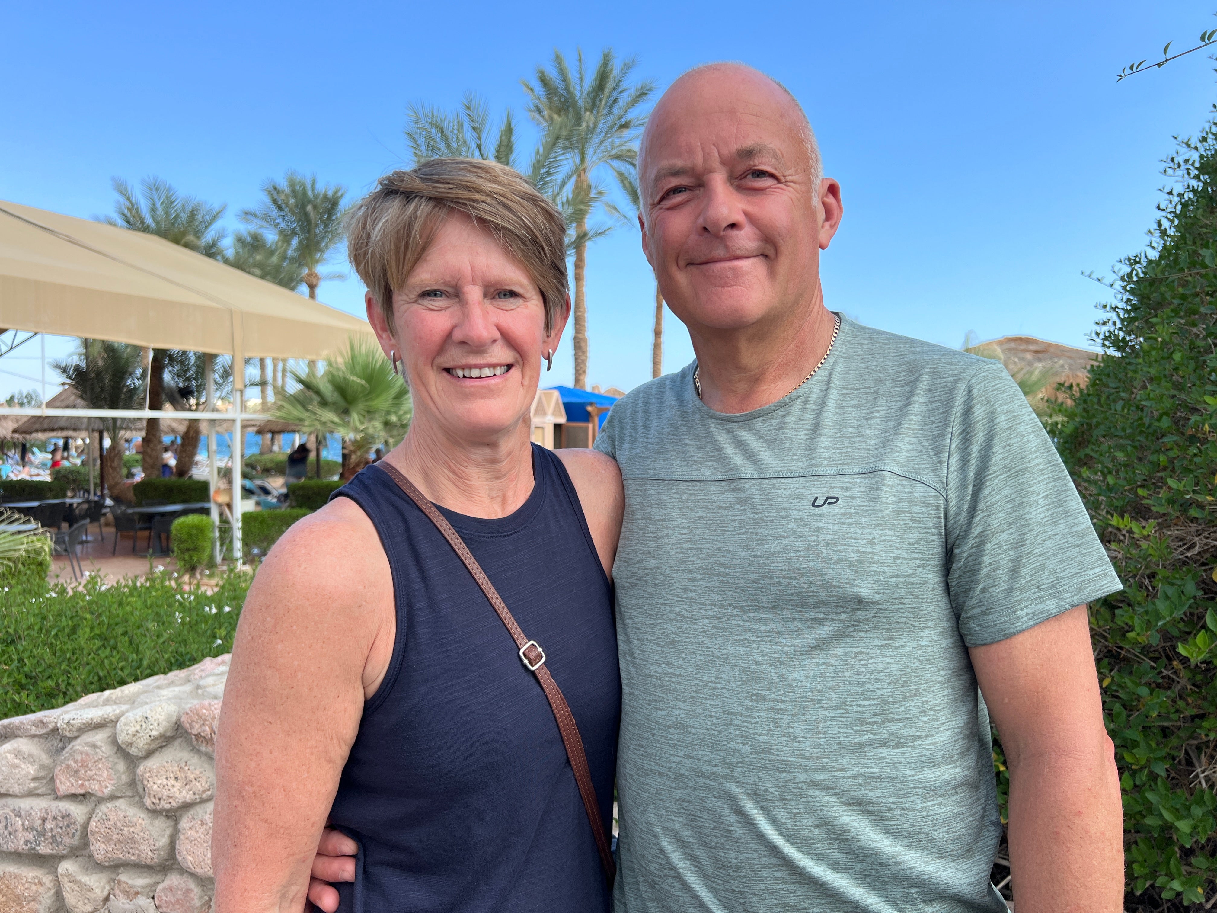 Birthday boy: Sarah and Terry Watson, who is celebrating his 60th birthday in Sharm El Sheikh