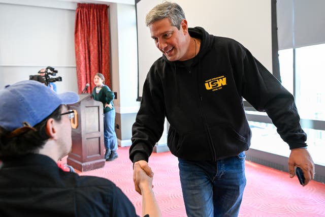<p>Tim Ryan on the campaign trail in Columbus, Ohio in 2022</p>