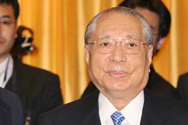 <p>Daisaku Ikeda, former president of the Soka Gakkai International, a lay Buddhist organization in Japan, at a Tokyo hotel, 12 April 2007</p>