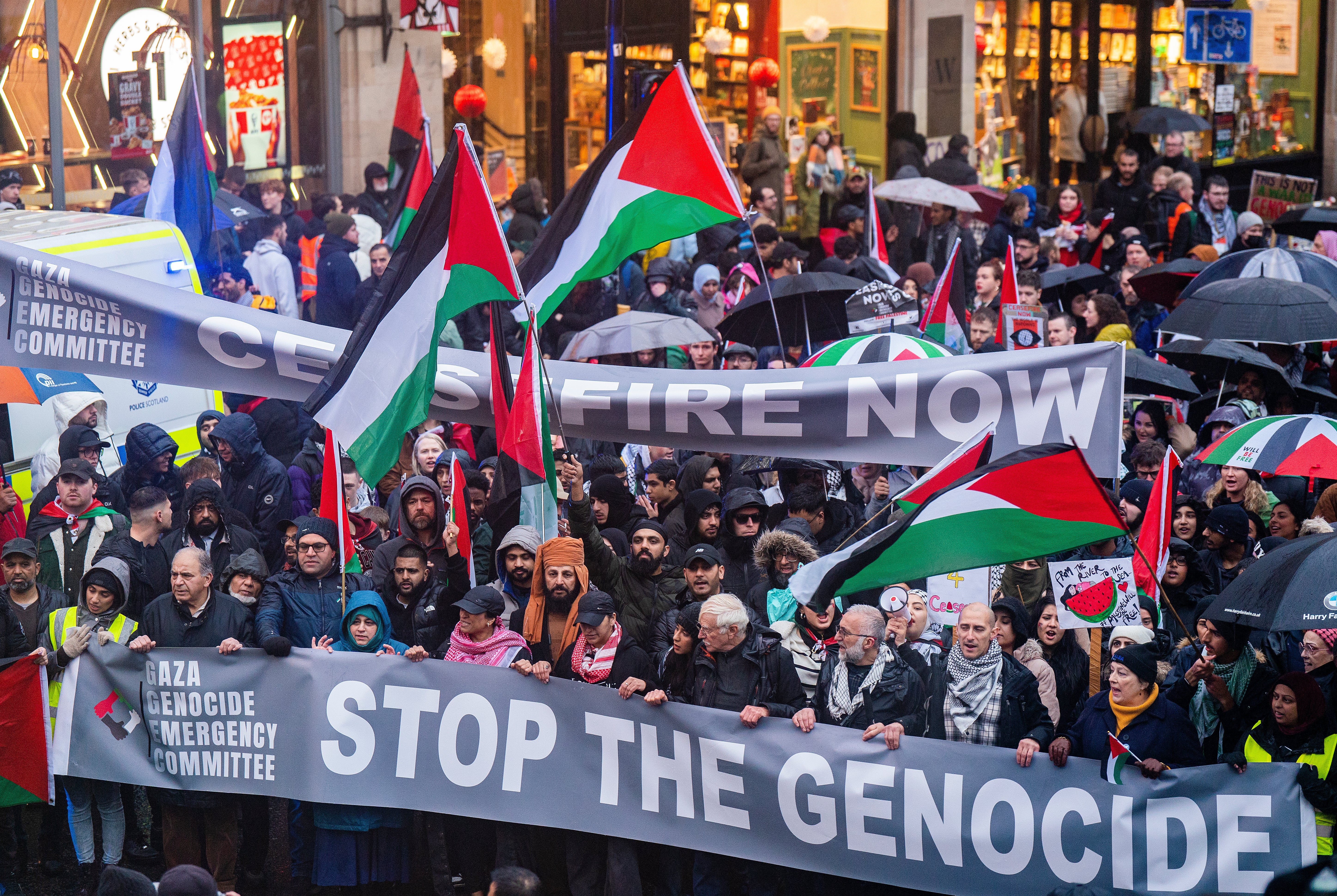 People take part in a march and demonstration in Glasgow