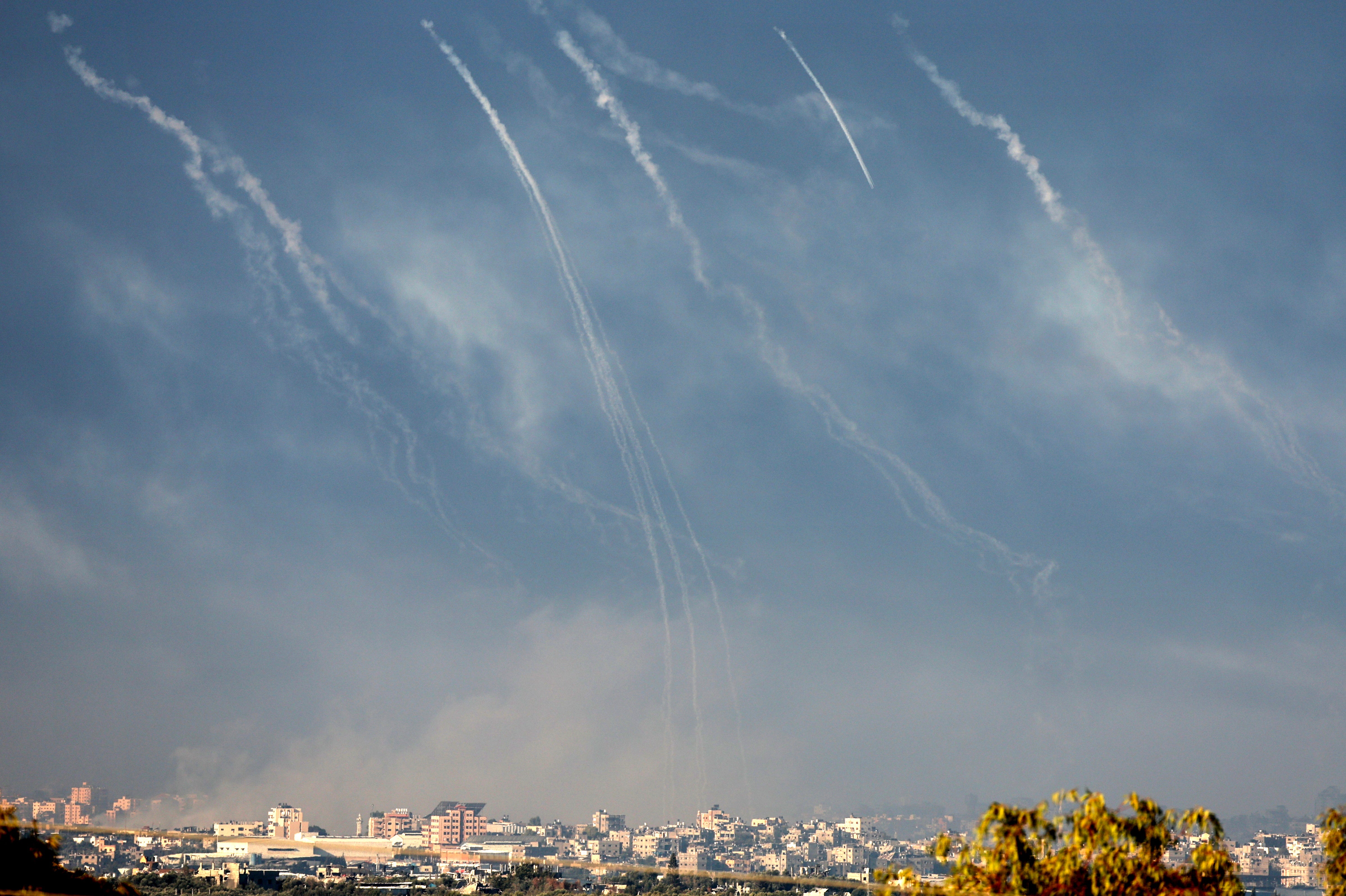 Artillery shelling by the Israeli army towards the Jabaliya refugee camp is seen on Friday