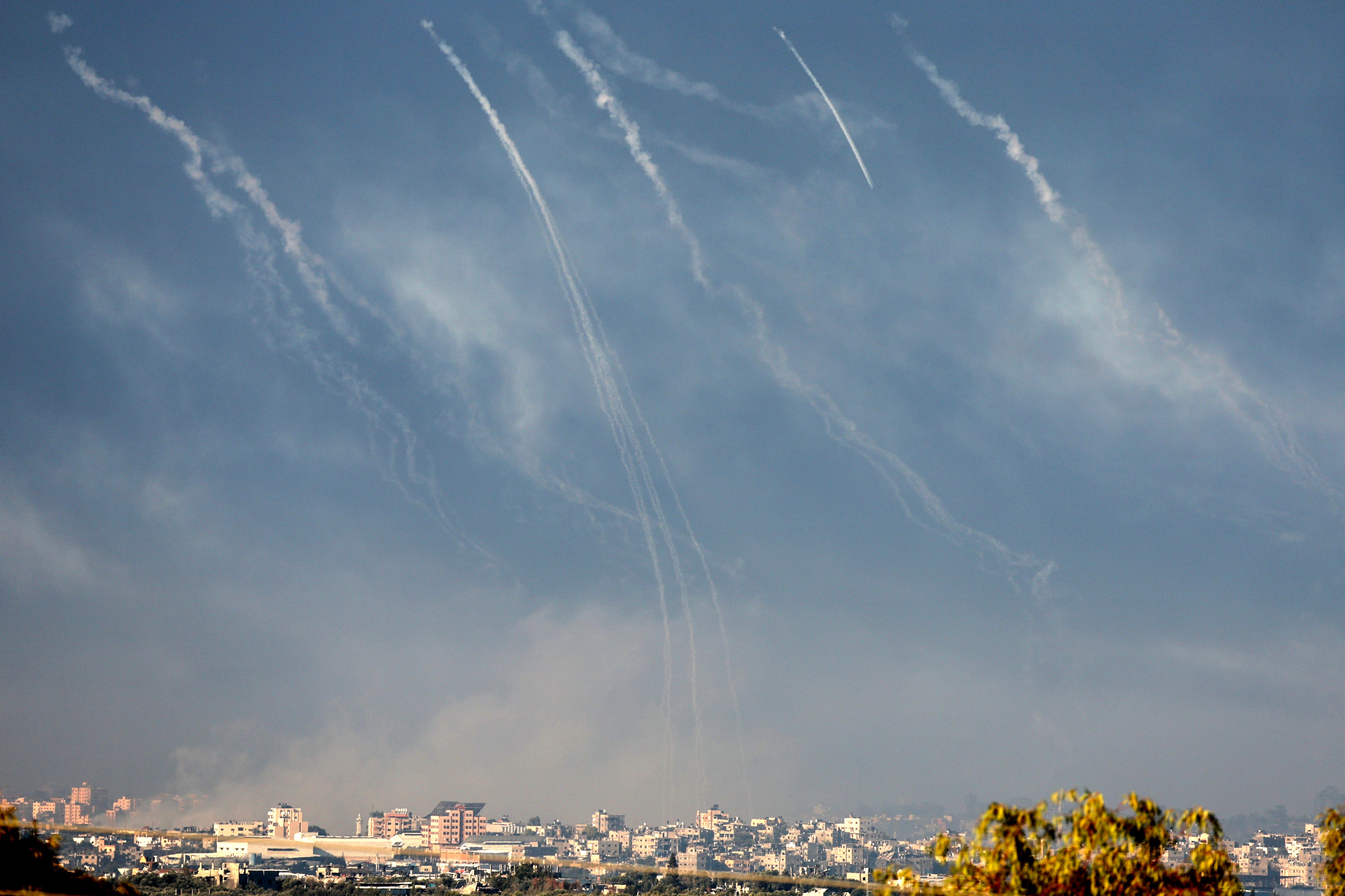 Artillery shelling by the Israeli army towards the Jabaliya refugee camp is seen on Friday
