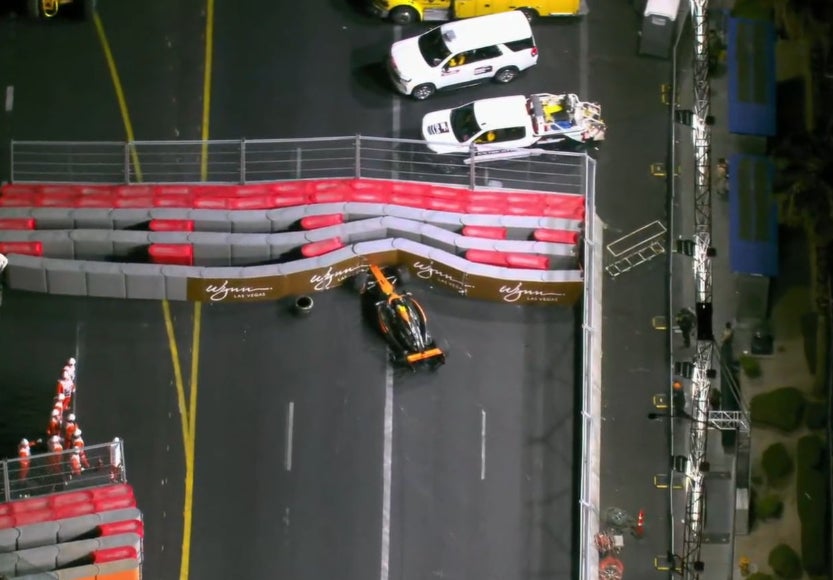 <p>Lando Norris crashed out of the Las Vegas Grand Prix</p>