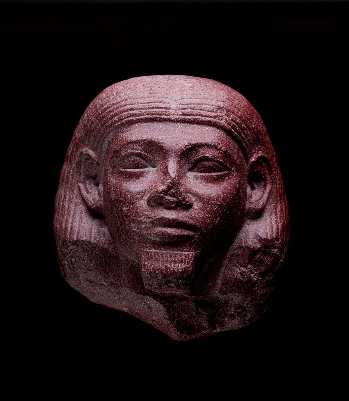 Head of a statue of a man in sandstone, mid-12th Dynasty (about 1922-1874 BC)