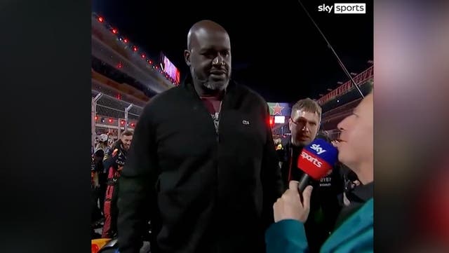 <p>Shaq O’Neal’s appears to ignore Martin Brundle at F1 Las Vegas Grand Prix before giving bizarre response.</p>