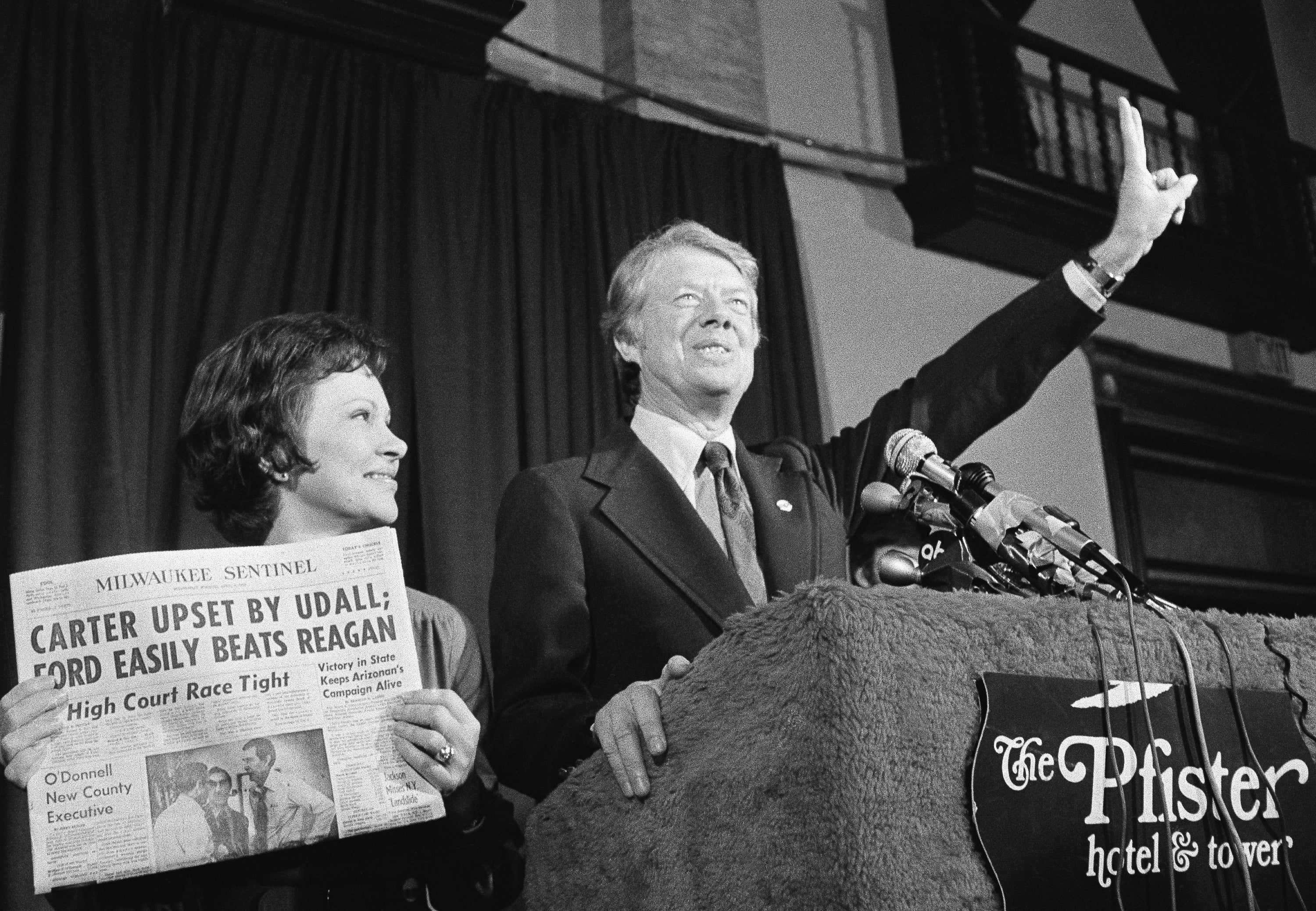Rosalynn and Jimmy Carter after he won the presidency in 1976