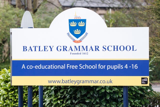 There were protests outside Batley Grammar School (PA)