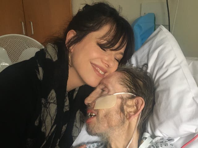 <p>Singer Imelda May hugs Pogues frontman Shane MacGowan, who is being treated in hospital</p>