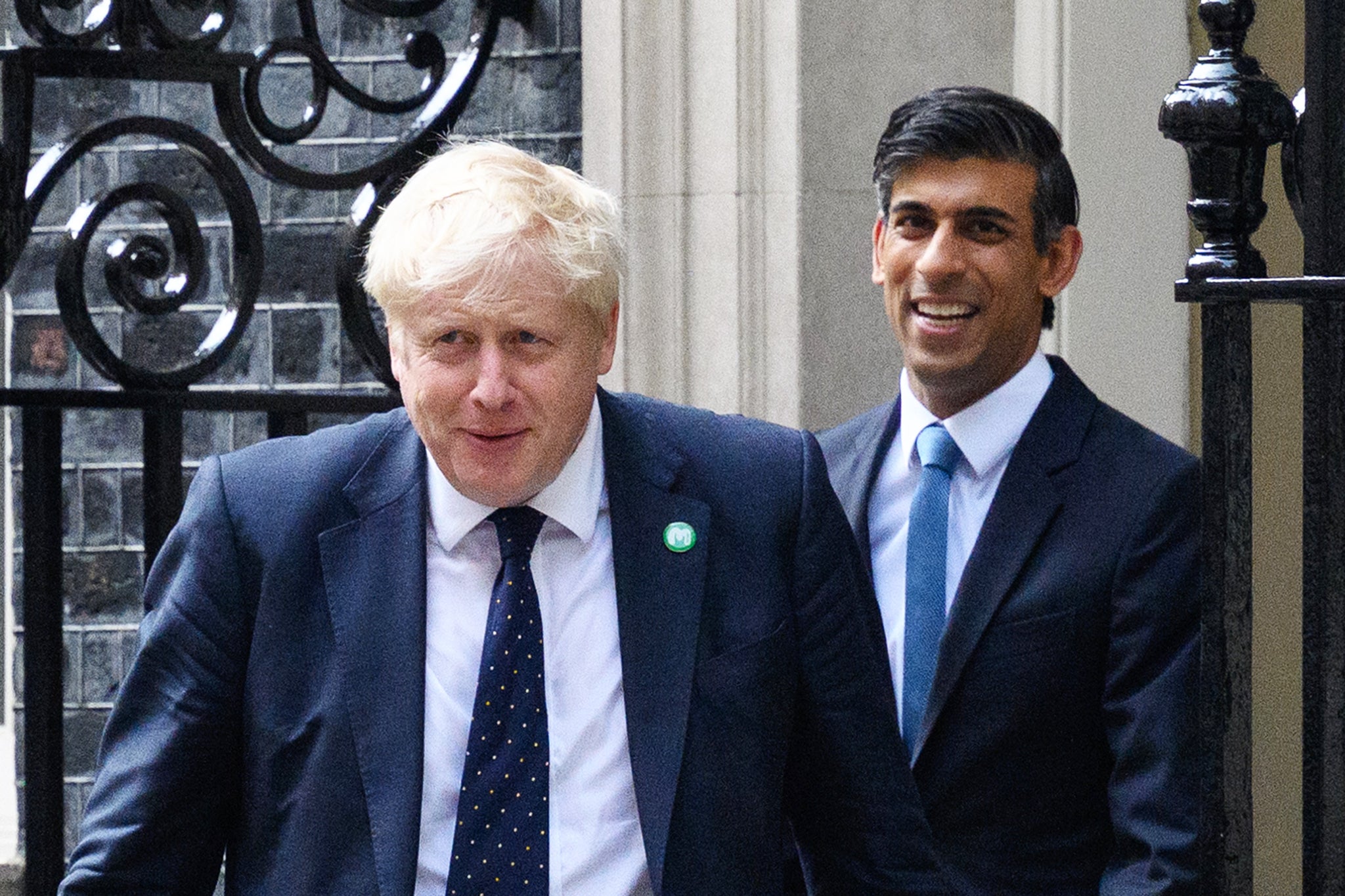 Rishi Sunak (right) also faces questions about his relationship with Boris Johnson and top No 10 officials