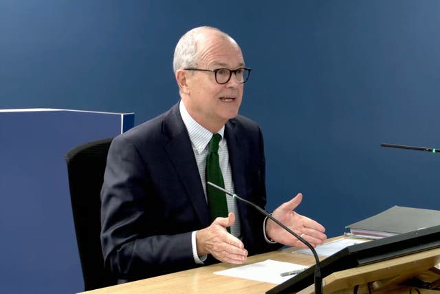 Screen grab from the UK Covid-19 Inquiry livestream of former chief scientific adviser Sir Patrick Vallance giving evidence at Dorland House in London (UK Covid-19 Inquiry/PA)